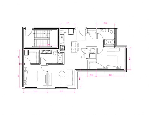 2  Bed   2  Bath   967 Sq. Ft. San Francisco - South C5  Floor Plan at Expo at Forest Park, St. Louis, 63112
